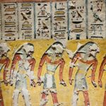 Kratos face aux pyramides d'Égypte dans un concept art God of War
