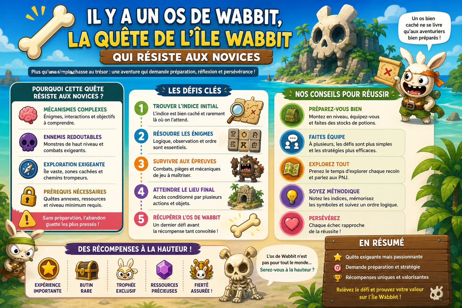 Infographie : Il y a un os de Wabbit, la quête de l'Île Wabbit qui résiste aux novices