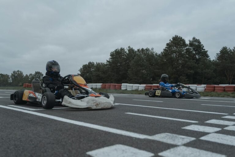 Personnages Mario Kart en course sur circuit coloré, jeu Nintendo Switch