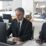 Deux professionnels analysent des dossiers IPDRO dans un bureau sécurisé