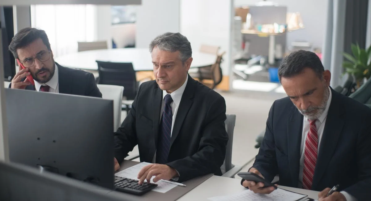 Deux professionnels analysent des dossiers IPDRO dans un bureau sécurisé